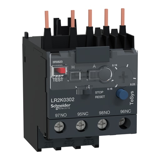 Square-D / Schneider - Square D LR2K0302 600 Volt 0.23 Amp 3-Pole 1NO 1NC Bi-Metallic Screw Clamp Terminal Thermal Overload Relay