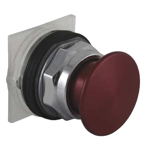 Square-D / Schneider - Square D 9001KR24RM 30 mm Red Body Metal Bezel Momentary Mushroom Round Non-Illuminated Push Button Operator