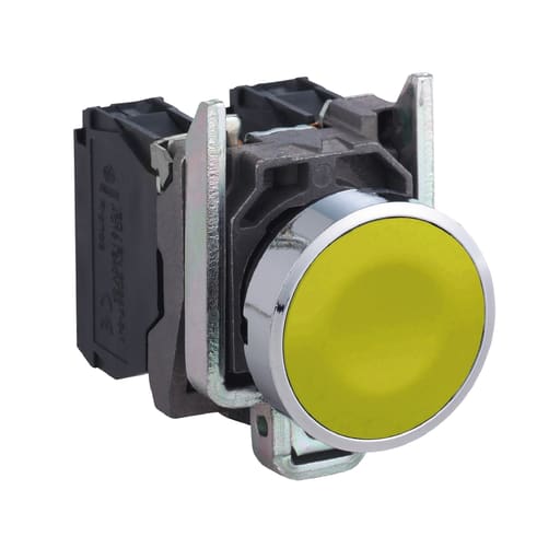 Square-D / Schneider - Square D XB4BA55 22 mm 600 VAC 1.2 Amp 1NO 1NC Yellow Round Momentary Flush Non-Illuminated Push Button