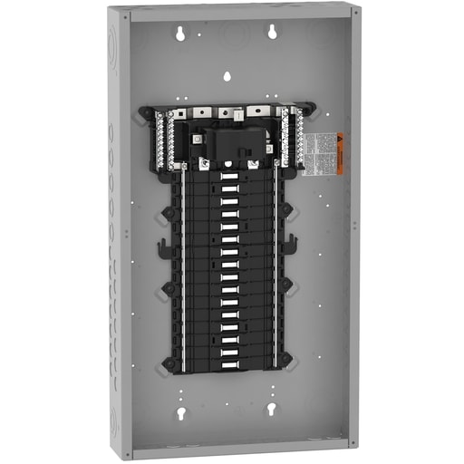Square-D / Schneider - Square D QO132M125P 125A 120/240V 1phase Convertible Main Breaker Load Center, Plug-On Neutral, 32 Spaces / 38 Circuits, NEMA-1, Gray