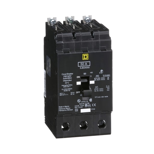 Square-D / Schneider - Square D EJB34050 480Y/277 Volt 50 Amp Miniature Circuit Breaker