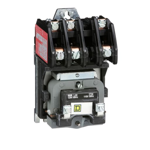 Square-D / Schneider - Square D 8903LO30V02 110/120 VAC 30 Amp 3-Pole 3NO Open Type Electrically Held Lighting Contactor