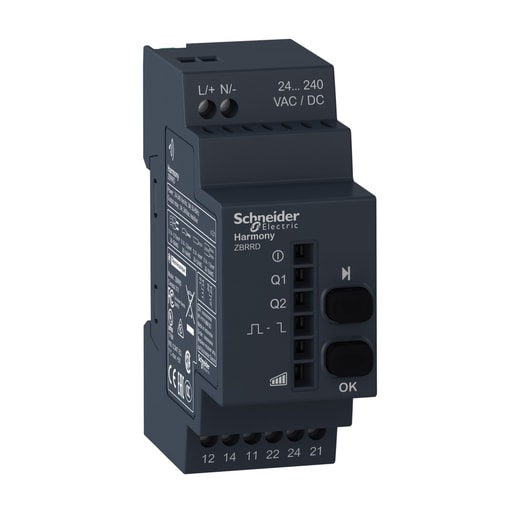 Square-D / Schneider - Square D ZBRRD 24 to 240 VAC/VDC 3 Amp 2-Relay Batteryless Push Button Programmable Receiver