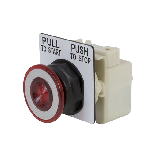 Square-D / Schneider - Square D 9001SKR8P1RH25 30 mm 600 VAC 3-Position 2NC Red Body Plastic Bezel Push-Pull Illuminated Push Button