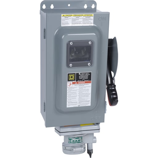 Square-D / Schneider - Square D H362AWAVW 600 VAC 60 Amp 3-Pole Class H/J/K/R/T Fusible Heavy Duty Receptacle Switch