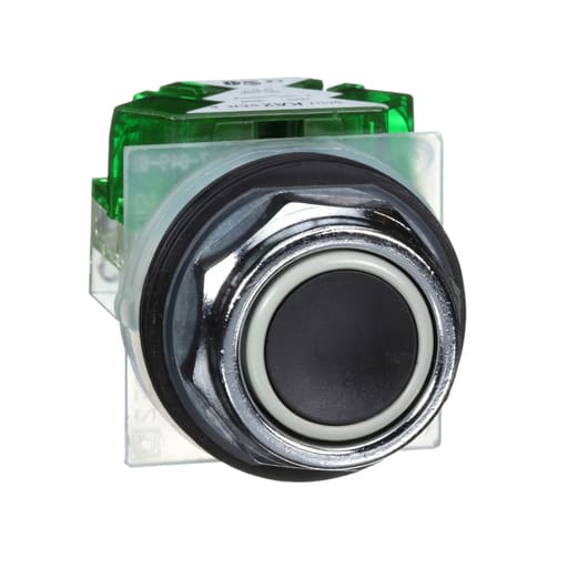 Square-D / Schneider - Square D 9001KR1BH5 30 mm 600 VAC Momentary 1NO Black Lens Chrome Plated Metal Bezel Non-Illuminated Push Button