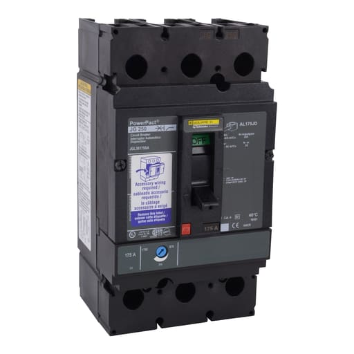 Square-D / Schneider - SQD JGL36200AA CIRCUIT BREAKER, POWERPACT J, 200A, 3 POLE, 600VAC, 18KA, LUGS, THERMAL MAGNETIC, 80%, AUX