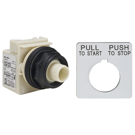 Square-D / Schneider - Square D 9001SKR9H13 30 mm Plastic Bezel 2-Position Mushroom Non-Illuminated Push-Pull Operator