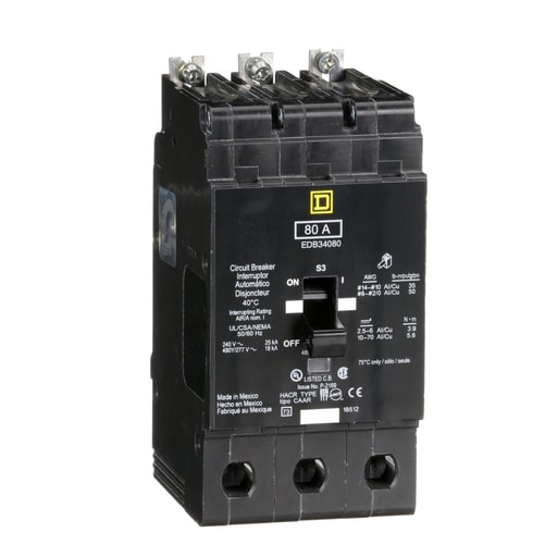 Square-D / Schneider - Square D EDB34080 480Y/277 Volt 80 Amp Miniature Circuit Breaker