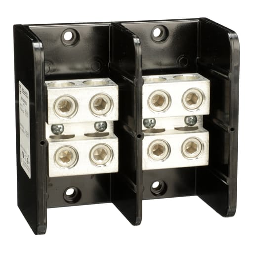 Square-D / Schneider - Square D 9080LBA265202 620 Amp 600 Volt 4 AWG to 350 MCM Primary Phenolic 2-Pole Standard Power Distribution Block