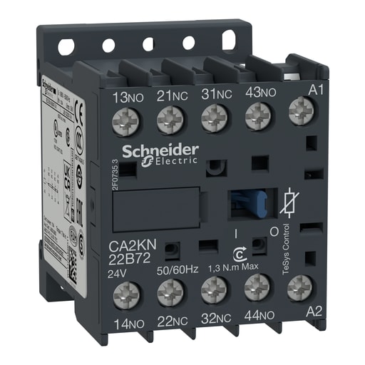 Square-D / Schneider - Square D CA2KN22G72 120 VAC 10 Amp 4.5 VA 4-Pole 2NO 2NC IEC Control Relay