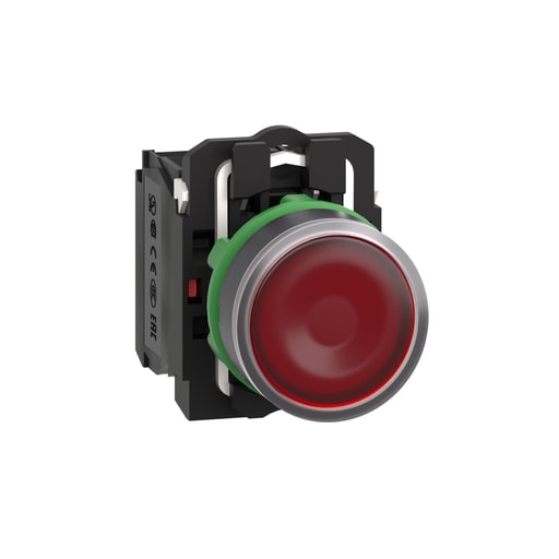 Square-D / Schneider - Square D XB5AW34G5 22 mm 120 VAC 14 mA 1NO 1NC Red Round Momentary Flush Illuminated Push Button