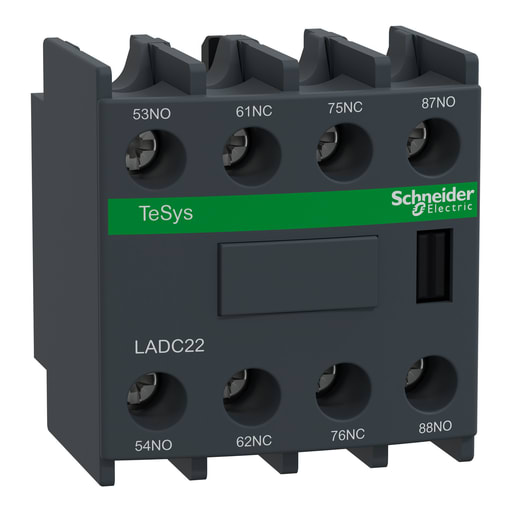 Square-D / Schneider - Square D LADC22 600 Volt 10 Amp 2NO 2NC Screw Clamp Terminal Auxiliary Contact Block