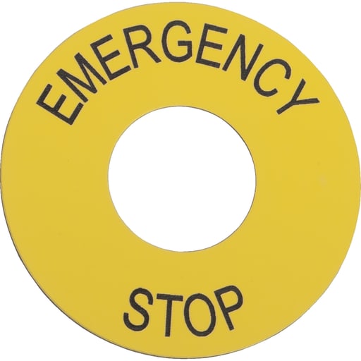 Square-D / Schneider - Square D ZB2BY9330 60 mm Yellow PVC Emergency Stop Legend Plate