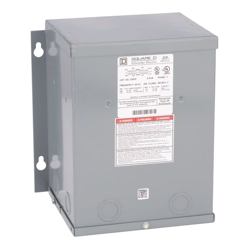 Square-D / Schneider - Square D 2S43F 2 kVa 120 x 240 VAC Primary 12/24 VAC Secondary Dry Type Buck and Boost Transformer