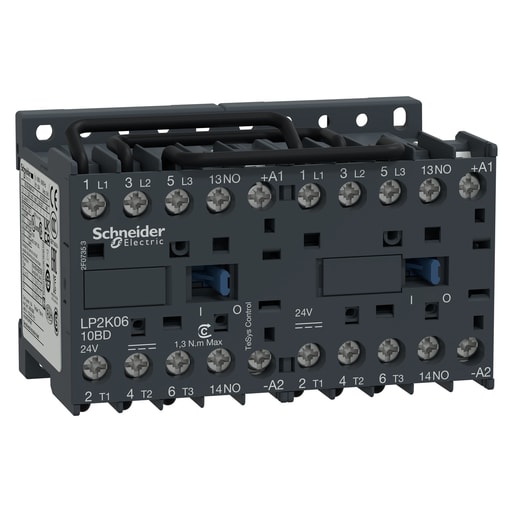 Square-D / Schneider - Square D LP2K0610BD 575 VAC 6 Amp 3-Pole 1NO Screw Clamp Terminal Reversing IEC Contactor