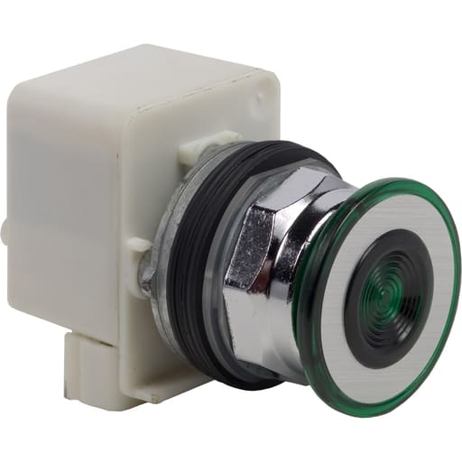 Square-D / Schneider - Square D 9001KR9P1G 30 mm Green Body Metal Bezel 2-Position Mushroom Illuminated Push Button Operator