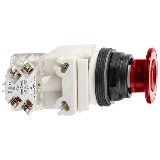 Square-D / Schneider - Square D 9001SKR9P35LRR 30 mm Red Body Plastic Bezel 2-Position Mushroom Illuminated Push Button Operator