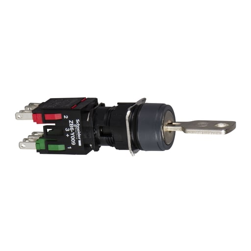 Square-D / Schneider - Square D XB6AGC5B 16 mm 1.5 Amp 240 VAC 1NO 1NC 2-Position Maintained Round Key Non-Illuminated Selector Switch