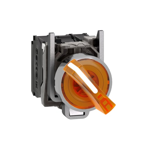 Square-D / Schneider - Square D XB4BK125B5 22 mm 24 Volt 14 mA 1NO 1NC Orange Round Standard Handle Illuminated Selector Switch with LED
