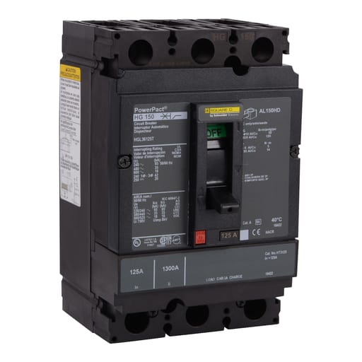 Square-D / Schneider - SQD HGL36125T MOLDED CASE CIRCUIT BREAKER 600V 125A