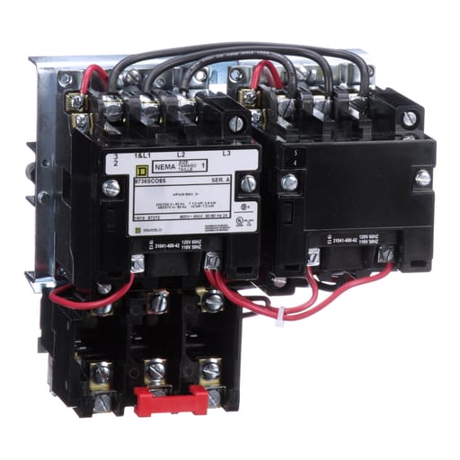 Square-D / Schneider - Square D 8736SCO8V02S 110/120 VAC 27 Amp 10 Hp 3-Phase 3-Pole Open Type Full Voltage Reversing Magnetic Starter