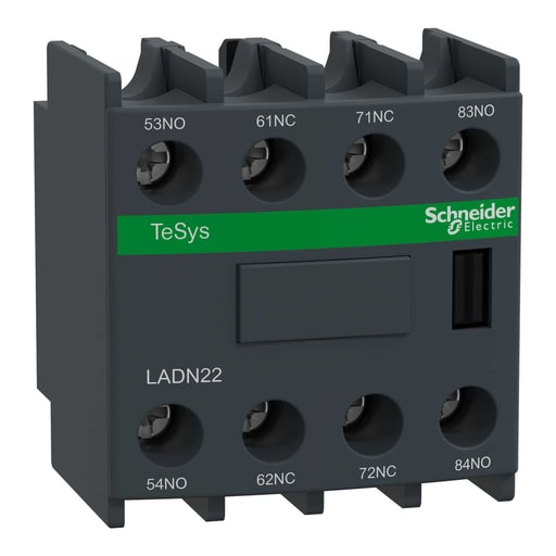 Square-D / Schneider - Square D LADN22 690 VAC 10 Amp 8-Pole 2NO 2NC Front Mount Screw Clamp Terminal Contactor Auxiliary Contact