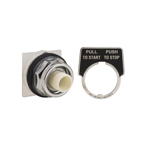 Square-D / Schneider - Square D 9001KR9 30 mm Chrome Plated Metal Bezel 2-Position Mushroom Non-Illuminated Push-Pull Operator