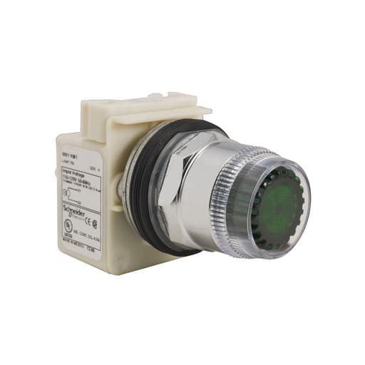 Square-D / Schneider - Square D 9001K1L1G 30 mm Green Body Metal Bezel Momentary Full Guarded Round Illuminated Push Button Operator