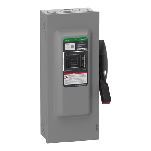 Square-D / Schneider - Square D VH363N Safety Switch, Heavy Duty, Fused, Viewing Window, Type 1, 600V, 100A, 3 Pole, Neutral Installed