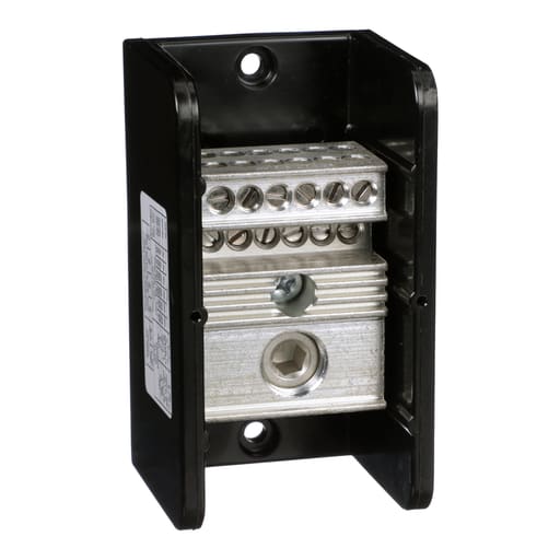 Square-D / Schneider - Square D 9080LBA165112 380 Amp 600 Volt 4 AWG to 500 MCM Primary Phenolic 1-Pole Standard Power Distribution Block