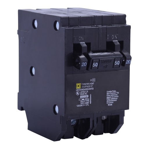 Square-D / Schneider - Square D HOMT2020250CP 1-Pole 20 Amp or 2-Pole 50 Amp 120/240 Volt Plug-On Thermal Magnetic Miniature Circuit Breaker