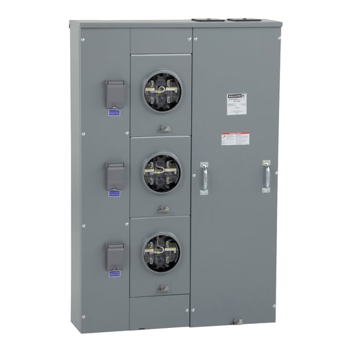 Square-D / Schneider - Square D MPL53225 500A Bus, 225A Max Breaker, 120/240VAC, 1P3W, 3-Socket, Lever Bypass, 5 Jaws, NEMA 3R Ringless Meter Center<br><font color="FF0000">Note: Installers Responsibility to Confirm Approved by Local Inspector</br></font>