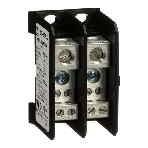 Square-D / Schneider - Square D 9080LBA261104 115 Amp 600 Volt 14 to 2 AWG Primary Thermoplastic 2-Pole Miniature Power Distribution Block