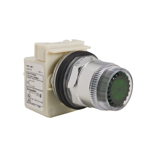 Square-D / Schneider - Square D 9001K1L38G 30 mm Green Body Metal Bezel Momentary Full Guarded Round Illuminated Push Button Operator