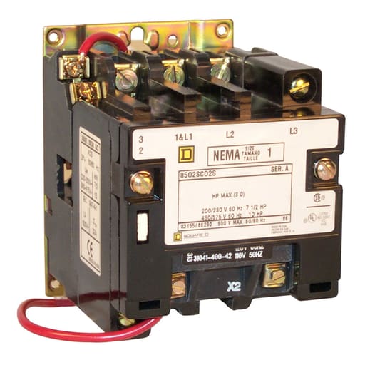 Square-D / Schneider - Square D 8502SCO2V03 220/240 VAC 27 Amp 3-Pole Open Type Full Voltage Non-Reversing Magnetic Contactor