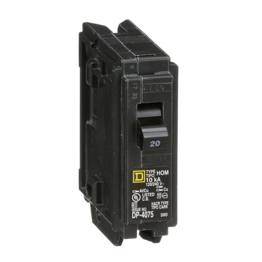 Square-D / Schneider - Square D HOM120 120/240 Volt 20 Amp Miniature Circuit Breaker