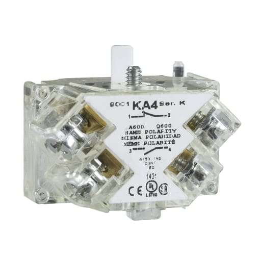 Square-D / Schneider - Square D 9001KA4 600 VAC 10 Amp 1NO 1NC Silver Alloy Screw Clamp Terminal Push Button Contact Block