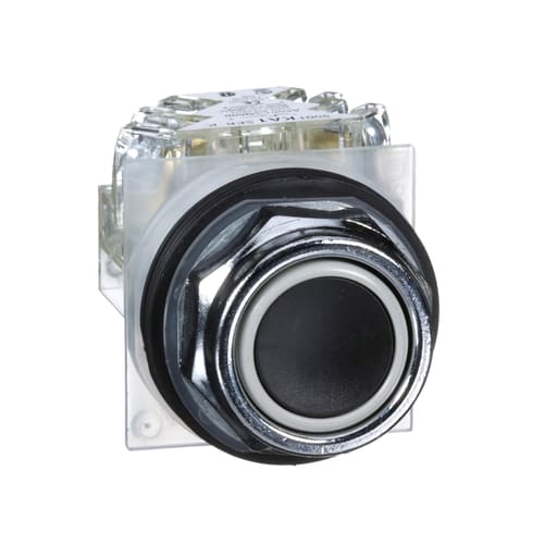 Square-D / Schneider - Square D 9001KR1BH13 30 mm 600 VAC Momentary 1NO 1NC Black Lens Chrome Plated Metal Bezel Non-Illuminated Push Button