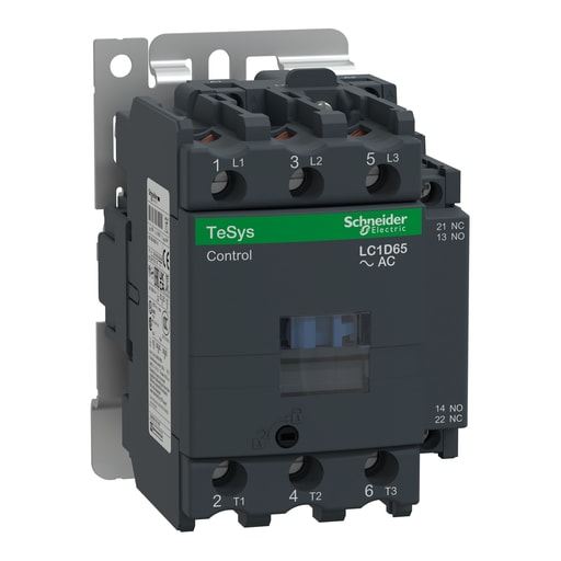Square-D / Schneider - Square D LC1D65T6 600 VAC 65 Amp 3-Pole 1NO 1NC Screw Terminal Full Voltage Non-Reversing IEC Contactor