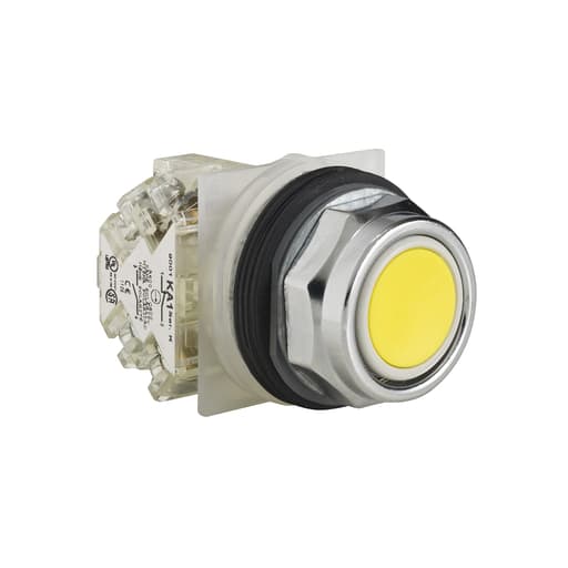 Square-D / Schneider - Square D 9001KR1YH13 30 mm 600 VAC Momentary 1NO 1NC Yellow Lens Non-Illuminated Push Button