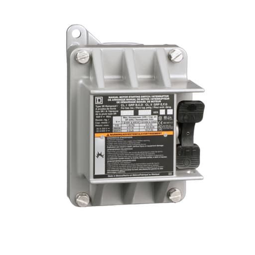 Square-D / Schneider - Square D 2510KR1 600 VAC 230 VDC 30 Amp 3 Hp 2-Pole NEMA 3R/7/9 Non-Reversing Motor Protector Manual Switch