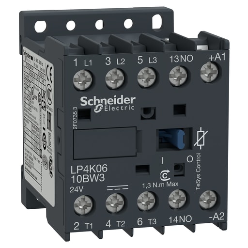 Square-D / Schneider - Square D LP4K0610BW3 600 VAC 6 Amp 3-Pole 1NO Screw Clamp Terminal Reversing IEC Contactor
