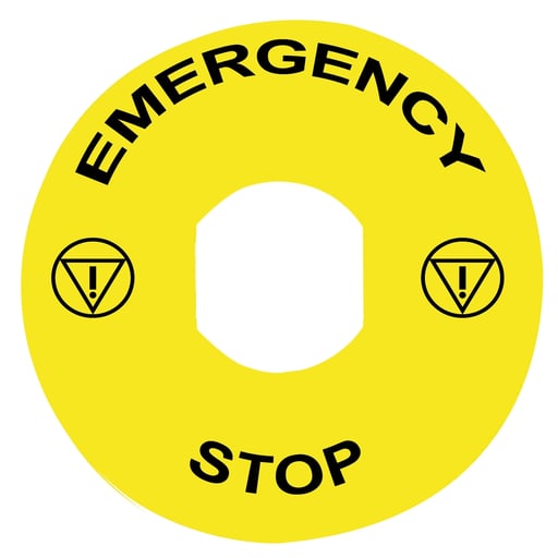 Square-D / Schneider - Square D ZBY8330 90 mm Yellow Emergency Stop Circular Legend Plate