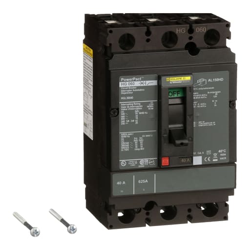 Square-D / Schneider - Square D HJL36040 3-Pole 40 Amp 600 Volt Thermal Magnetic Molded Case Circuit Breaker