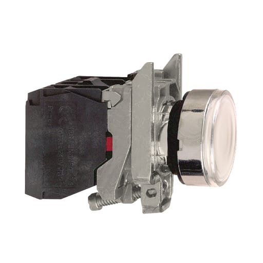 Square-D / Schneider - Square D XB4BW3165 22 mm 250 VAC/VDC 14 mA 1NO 1NC White Round Momentary Flush Illuminated Push Button