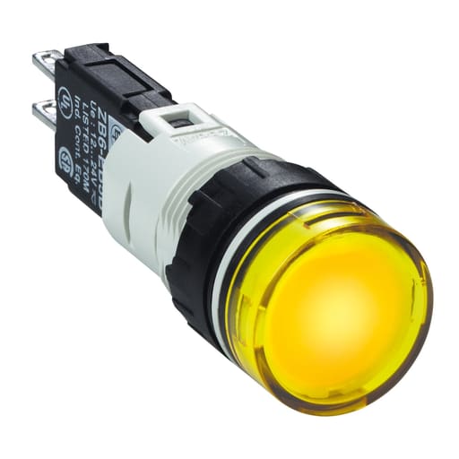 Square-D / Schneider - Square D XB6AV5BB 16 mm 24 VAC/VDC 15 mA Yellow Round Pilot Light