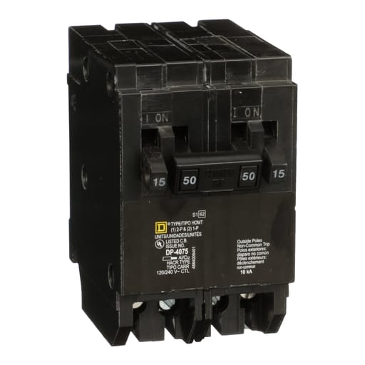 Square-D / Schneider - Square D HOMT1515250 120/240 Volt 15 Amp Miniature Circuit Breaker