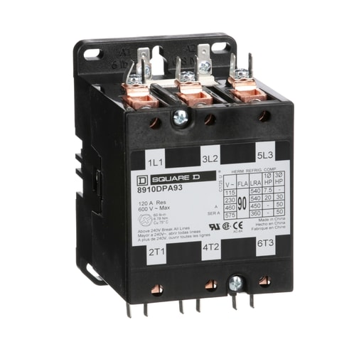 Square-D / Schneider - Square D 8910DPA93V14 24 VAC 90 Amp 3-Pole 3NO NEMA 1 Non-Reversing Definite Purpose Contactor