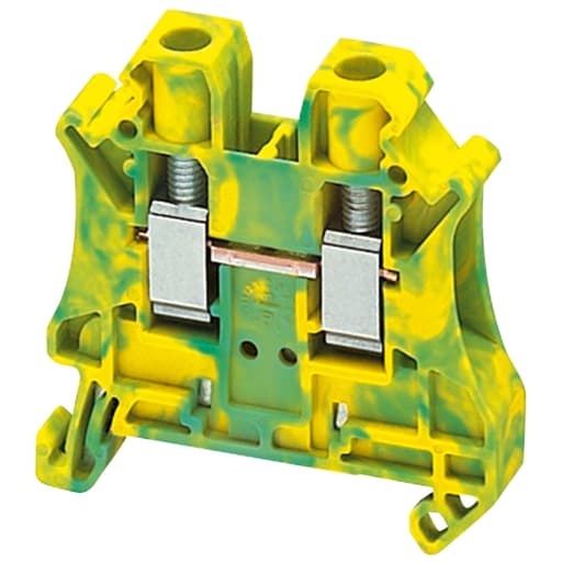 Square-D / Schneider - Square D NSYTRV62PE 6 mm 2-Point Green/Yellow 24 to 8 AWG Solid/Stranded Copper Screw Terminal Block